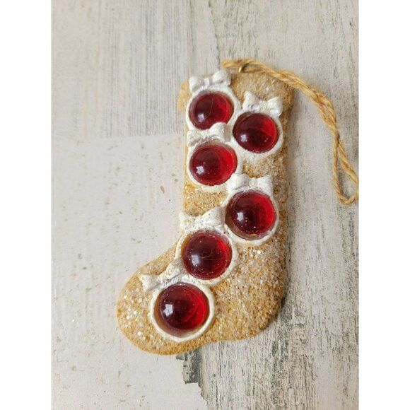 Gingerbread stocking ornament ball Xmas decor glitter - Picture 2 of 5